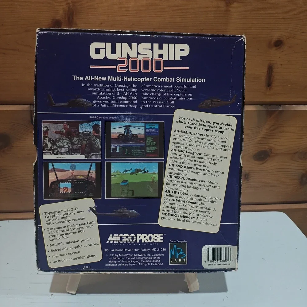Gunship 2000 (DOS, 1991) T-26 Vintage Micro Prose Floppy VGA IBM PC 3.5